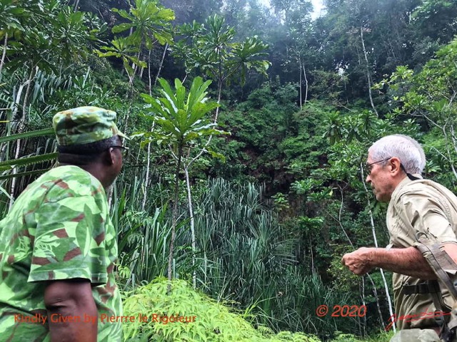 051 Kinguele 02 la Grande Cascade Falaise avec Pandanus le Guide et Jean-Lou 20TelPierreIMG_2010041034_DxOwtmk 150k.jpg